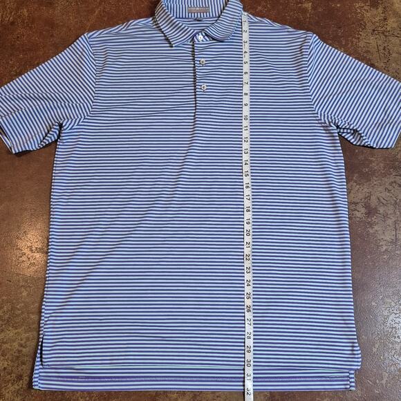 Peter Millar Summer Comfort Polo Shirt Men Large Purple Striped Performance Golf - Picture 7 of 9
